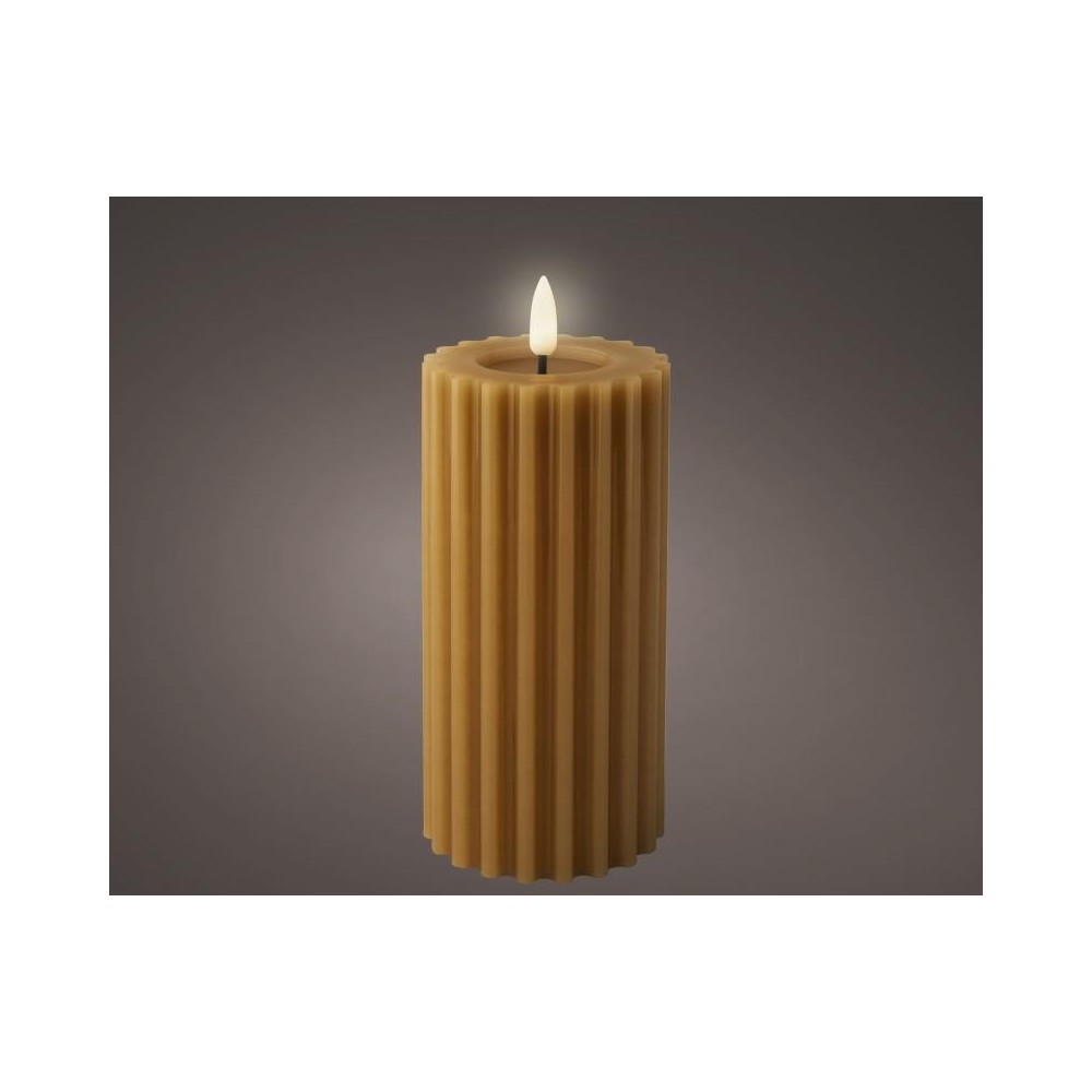 CANDELA LED RIGATA MARRONE H.17.3 CM.